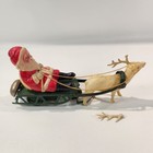 Vintage 1950 s Celluloid Santa Claus Sleigh   Reindeer Windup Toy W bell
