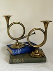 Vintage Brass French Horn Candlesticks Set Of Two Classic Heritage Style