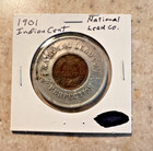 Encased 1901 Indian Head Cent National Lead Co  Full Liberty Toned  b358