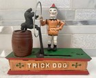 Vintage Cast Iron Mechanical Coin Bank  Trick Dog