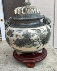 Large Antique Satsuma Incense Burner Censor Foo Dog Art Japan W  Lid   Stand