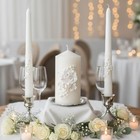 Unity Candles Wedding Ceremony Set 3 Pieces With Holders Ceramic Flowers White