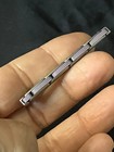 Vintage Art Deco Bar Brooch Pink Striped Enamel Platinon Je Signed Pin Read