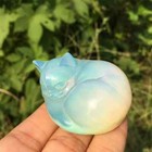 Spiritual Opalite Stone Cat Hand Carved Gemstone Healing Feng Shui Crystal Decor