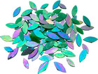 120 Pcs Iridescent Green Floral Mosaic Tiles  Hand Cut Stained Glass Petals  Mix