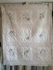 Vintage Handmade Baby Quilt     Embroidered Nursery Animals Pink 52 X 42