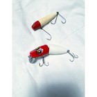 Lot Of 2 Vtg Minnow Fishing Lures Red Paw Paw White Bullet Torpedo 2 Treble Hook