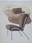Vintage Chair Office Painting Illustration Signed Jagmin Mid Century Modern Art
