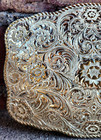 Floral Scroll Pattern Large El Arturo Bronze Belt Buckle Crumrine Jewelers