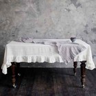 100  Pure Linen Ruffles Table Cover natural Fabric Flounce Tablecloth