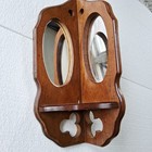 Vintag Wood   Oval Mirrored Corner Wall Shelf For Trinket Display Candle 16 X 6