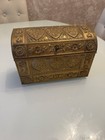 Antique Old Arts And Crafts Art Nouveau Asthetic Movement Brass Desk Letter Box