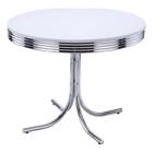 Coaster Retro Metal Legs Round Dining Table Glossy White And Chrome
