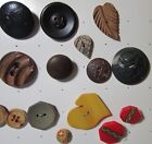 Vintage 21-piece Wood Sewing Button Lot  Assorted Sizes Shape 3-d Carved Buttons