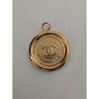Gold Round Chanel Pendant Charm For Necklace Or Bracelet Excellent Condition    