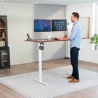 Vivo Electric 71  X 30  Stand Up Desk  Dark Walnut Table Top  White Frame