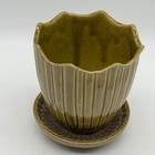 Vintage Mcp Ohio Pottery Planter 634 Avocado Green Fluted Scalloped Flower Pot