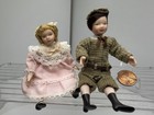 Vtg Dollhouse Furniture Miniatures Porcelain Girl And Boy Doll Figurines 1 12