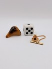 Vintage Men   s Tiger Eye Tie Tack Pin Gold Tone Natural Agate Stone Retro Jewelry
