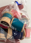 Lot Of 8 Vtg Small   Large Wood Talon Thread Spools  Sewing Aqua Blue Rose Pink