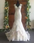 Boho Mermaid Wedding Dresses V-neck Ruffles Lace Appliques Beach Bridal Gowns
