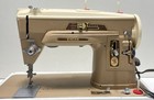Singer Beige Vintage Sewing Machine 402a Zigzag Electric Pedal With Hard Case