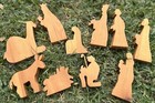 Vintage Wooden Primative Folk Art Nativy Natural 10 Pieces 2 5 -6  Excellent