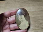 Vintage Beautiful Young Woman Celluloid Pocket Mirror Smile Victorian 