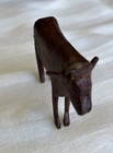 Antique Primitive 1900 Americana Folk Art Hand Carved Wood Cow Figure Stick Leg