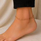 Pure Copper Paperclip Chain Anklet For Women Handmade Minimalist Lobster Clasp