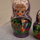 Hand-painted Russian Matryoshka Nesting Dolls Set Of 5  Purple Fairy Tale