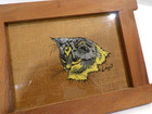 Vintage Reverse Paint On Glass Cat Portrait Art   Crafts Style Frame Kitty Cat 2