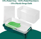 Paint Tray Liner  4 Inch Paint Roller Tray With 15 Pcs Disposable Paint Liners 