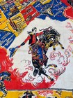 Vintage Western States Wild West Cowboy Rodeo Silk Scarf 23  X 23  Made In Usa