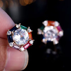 3 00ct Round Cut Lab-created Diamond Halo Stud Earrings In 14k Rose Gold Plated