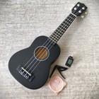 Soprano Ukulele Starter Package  Black 21  Uke Starter Set With Tuner  Capo  Bag
