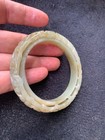Unique Rare Chinese Natural Hetian Jade Hand Carved Hollowing Bangle Bracelet