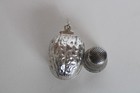 Antique Sterling Silver Walnut Chatelaine Sewing Thimble Holder W  Thimble