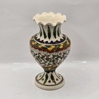 Vtg Kutahya 6  Vase Ruffled Rim Hand Painted Floral Ceramic Handpainted Turkey 