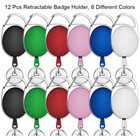 12pcs Retractable Badge Reel Id Card Holders Heavy Duty With Belt Clip Key Ring