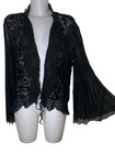 Vtg 90s Women Victorian Black Velvet Burnout Sheer Whimsigoth Cardigan Top Sz Xl