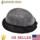 Mens Toupee Hairpiece All Poly Human Hair Replacement System Skin Pu Wig For Men