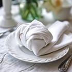 Cotton Craft 144 White 17 x17  Pure Cotton Dinner Napkins Washable Reusable