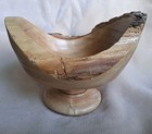 Hand Turned Rustic Wooden Bowl Amish Made Hardwood Pedastal Live Edge Farmhouse