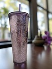 2017 Starbucks Lavender Purple Embossed Metallic Tin Foil Tumbler Nwot