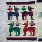 Peru Tumi Llama Colorful Handwoven Peruvian Wool Wall Hangings Ecuador Set Of 2