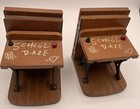 1975 Enesco School Dazebook Ends Set Of 2 Desk Bookends Vintage Teacher