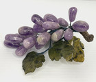 Vintage Mcm Amethyst Stone Grape Cluster Jade Leaves 7 Inch