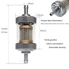 1 4  Universal Fuel Filter  8mm Inline Fuel Filter With Clear View Silver-1 Pcs