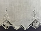 Vintage Linen Sheet  flat Only    Pillowcase Set  Queen  W  Embroidery   Crochet